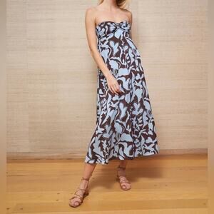 La Ligne Blue Strapless Silk Midi Dress Size Small New Retails $595
